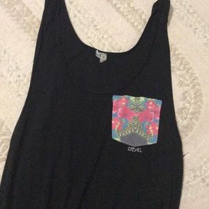 Black Rip curl tank with floral pocket